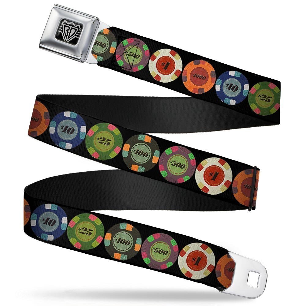 1975 Seatbelt Belt - Poker Chips 1 - 1.0" Wide - 20-36 Inches in Length
